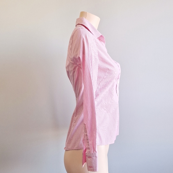 🅱️🅾️G🅾️ Banana Republic Non-iron fitted shirt in red stripes - Picture 2 of 10